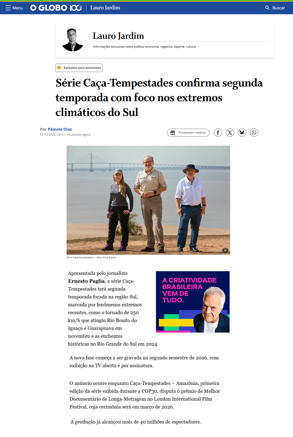 CBN Vale - Iara Cardoso destaque FLIM